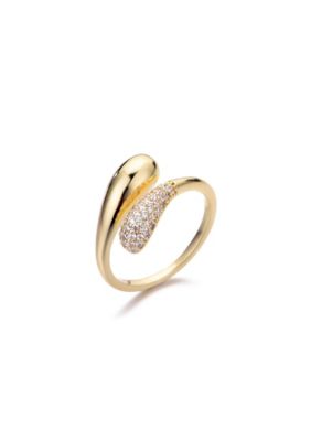 Adornia 14k Gold Plated CZ Curved Bands Ring, 6