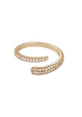 Adornia 14k Gold Plated Overlapping CZ Pave Bands