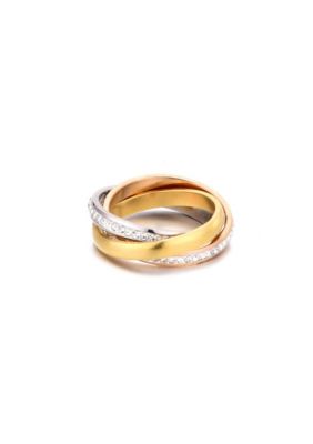 Adornia Tarnish Resistant Two-Tone CZ Rolling Eternity Bands