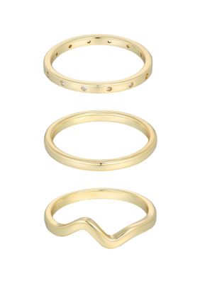 Adornia 14k Gold Plated 3-Band CZ Set