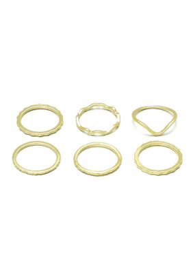 Adornia 14k Gold Plated Wavy 6-Piece Band Set