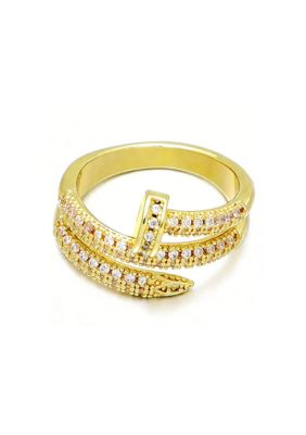 Adornia 14k Gold Plated Double Wrap CZ Nail Ring