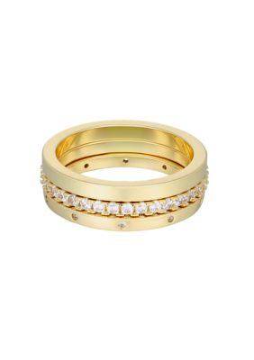 Adornia 14k Gold Plated 3-Band CZ Set, 7