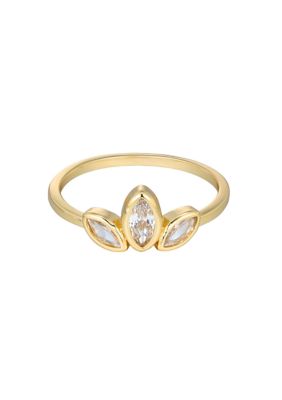 Adornia 14k Gold Plated CZ 3-Deco Petals Ring