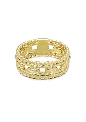 Adornia 14k Gold Plated 3-Band Sandwich Ring