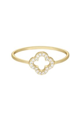 Adornia 14k Gold Plated CZ Outline Clover Ring, 6