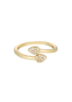 Adornia 14k Gold Plated CZ Overlap Petals Ring
