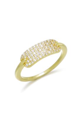 Adornia 14k Gold Plated CZ Plate Ring