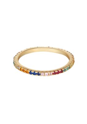 Adornia 14k Gold Plated Rainbow CZ Eternity Band