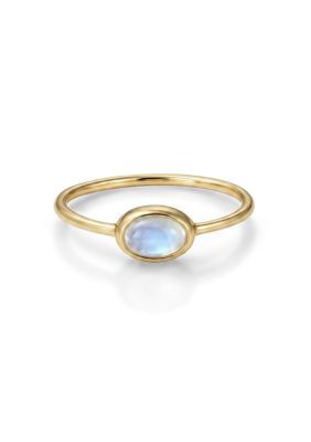 Adornia 14k Gold Plated Mini Sideways Moonstone Ring