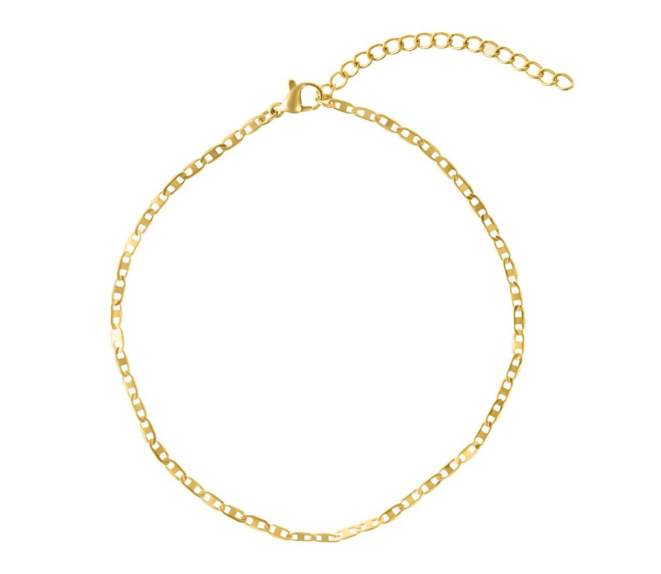 Tarnish Resistant 14k Gold Plated Adjustable 9-11" Herringbone, Valentina, and Mariner Chain Anklet Set