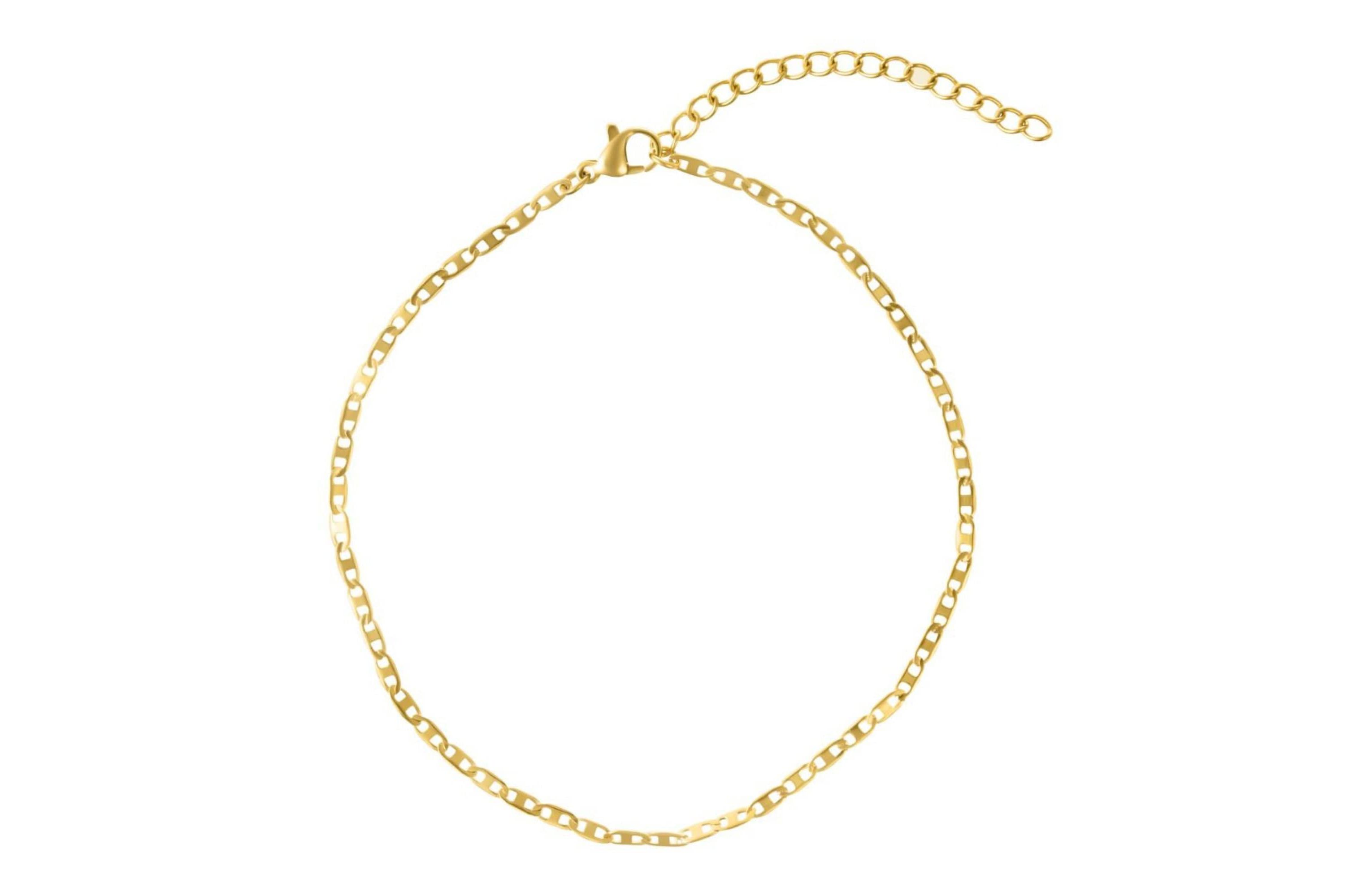 Tarnish Resistant 14k Gold Plated Adjustable 9-11" Herringbone, Valentina, and Mariner Chain Anklet Set