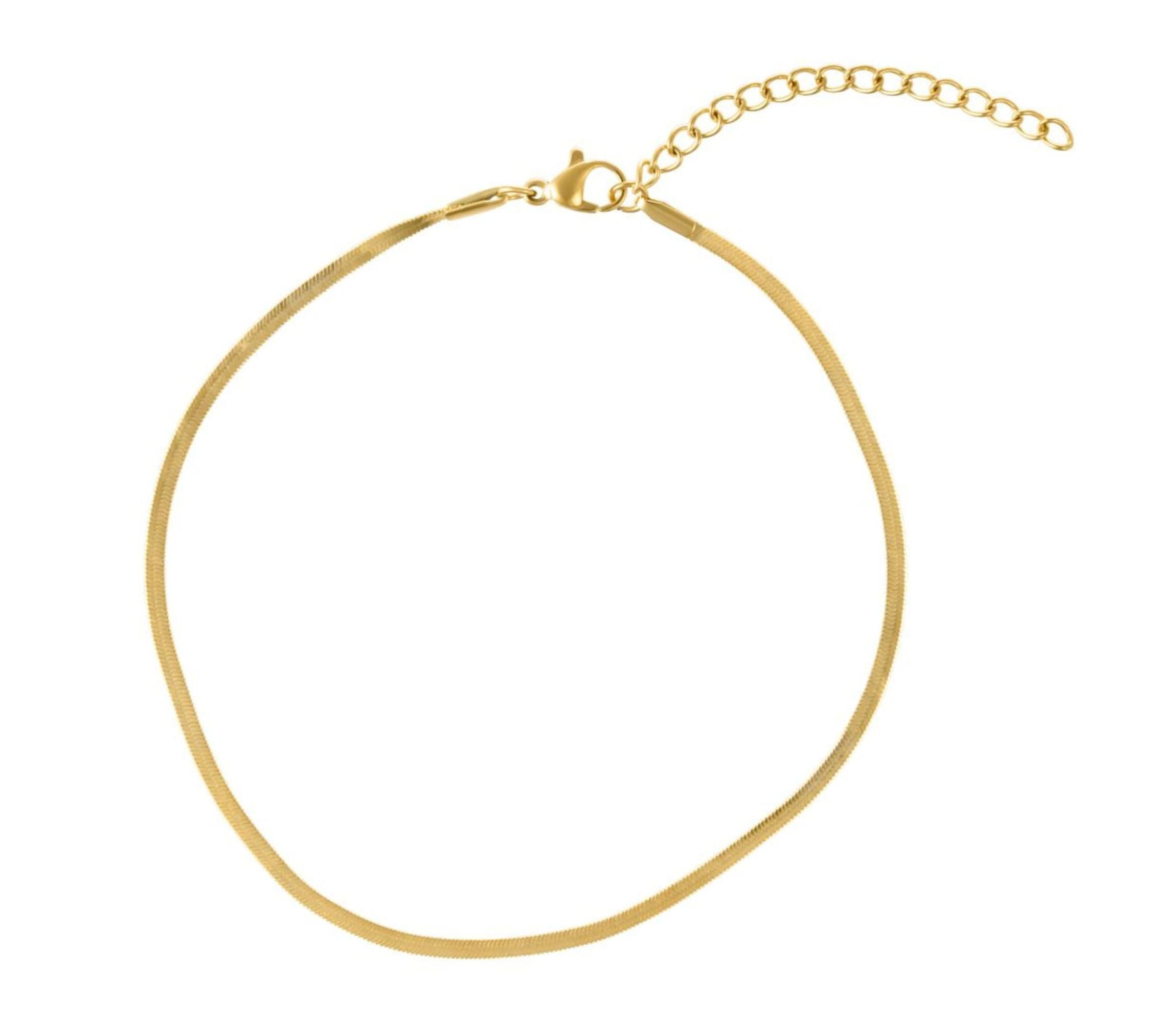 Tarnish Resistant 14k Gold Plated Adjustable 9-11" Herringbone, Valentina, and Mariner Chain Anklet Set