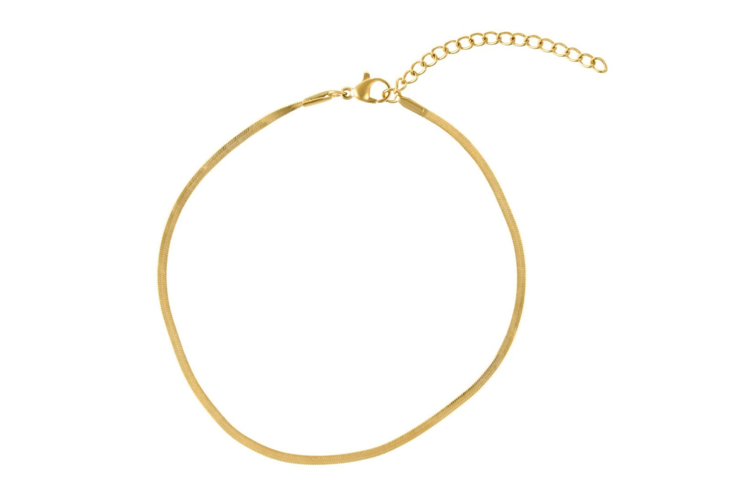 Tarnish Resistant 14k Gold Plated Adjustable 9-11" Herringbone, Valentina, and Mariner Chain Anklet Set