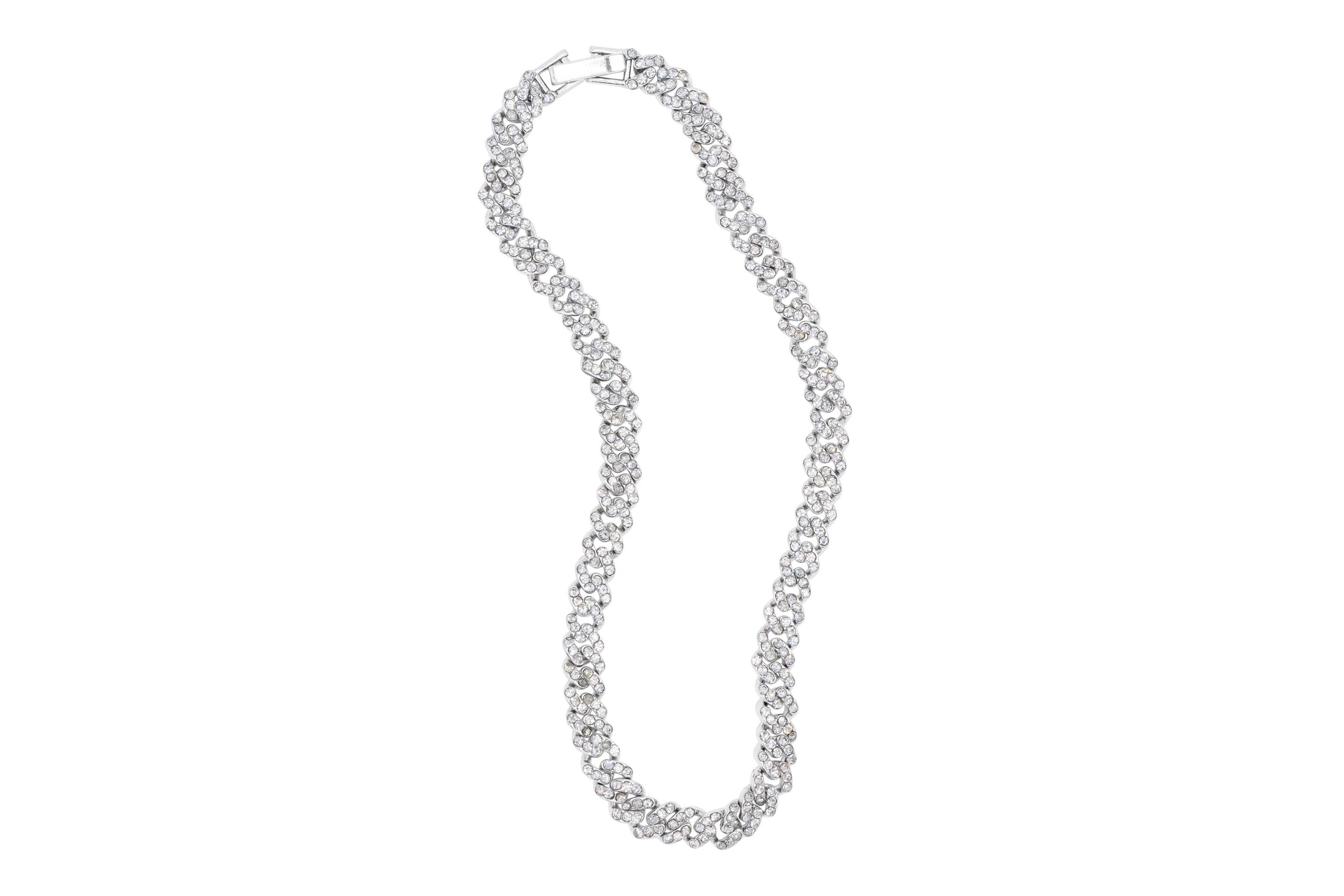 Silver Plated 10" 8mm Crystal Curb Chain Anklet