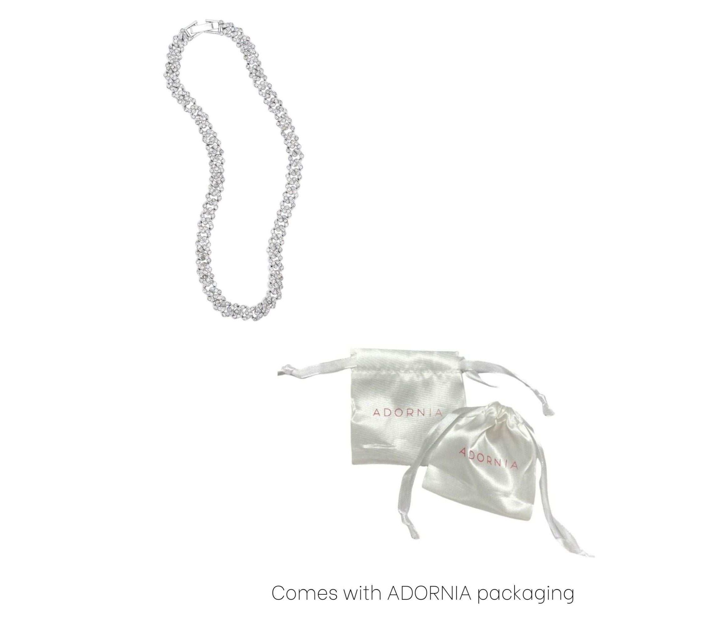 Silver Plated 10" 8mm Crystal Curb Chain Anklet