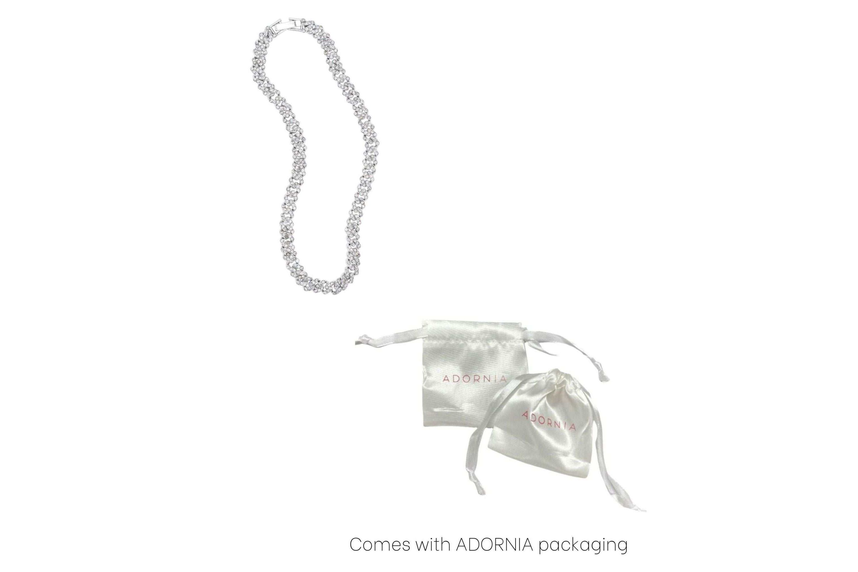 Silver Plated 10" 8mm Crystal Curb Chain Anklet
