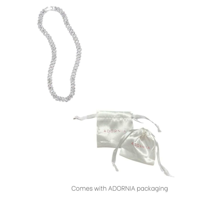 Silver Plated 10" 8mm Crystal Curb Chain Anklet