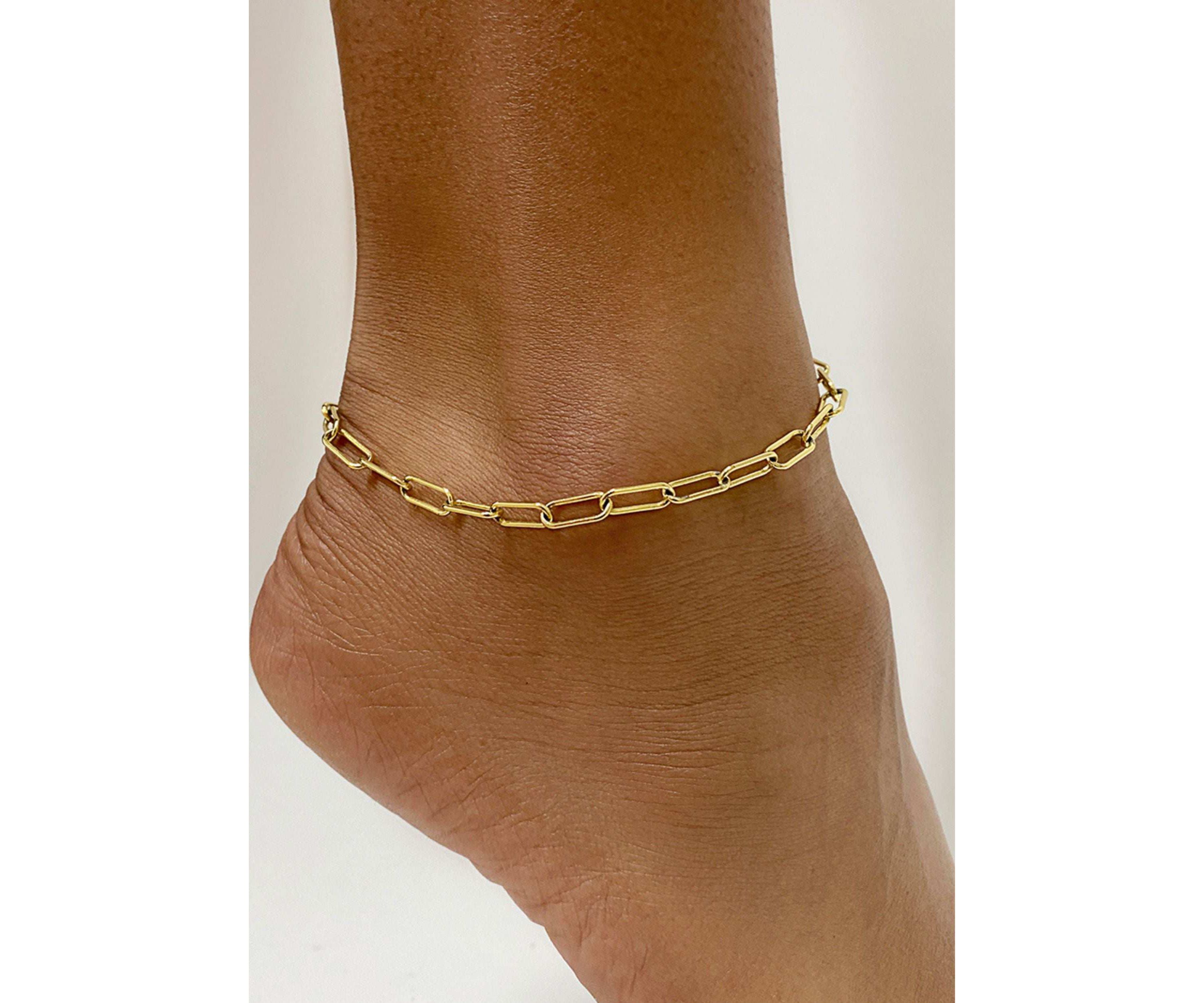 14K Gold Plated Paper Clip Chain Anklet