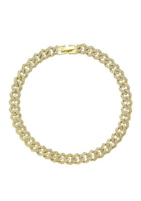 Adornia 14k Gold Plated 10" 8mm Crystal Curb Chain Anklet