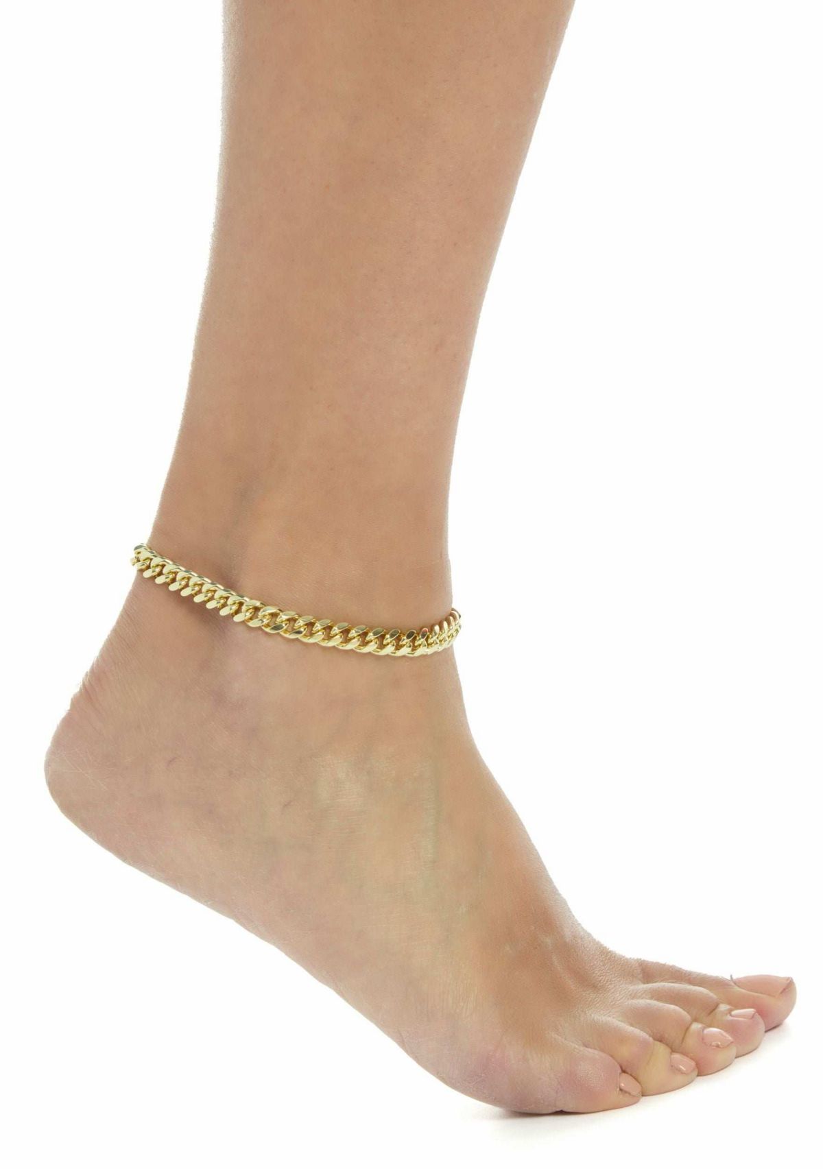 14k Gold Plated 10" 8mm Chunky Curb Chain Anklet