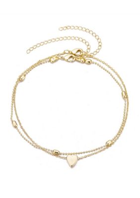 Adornia 14k Gold Plated Heart Adjustable Anklet Set