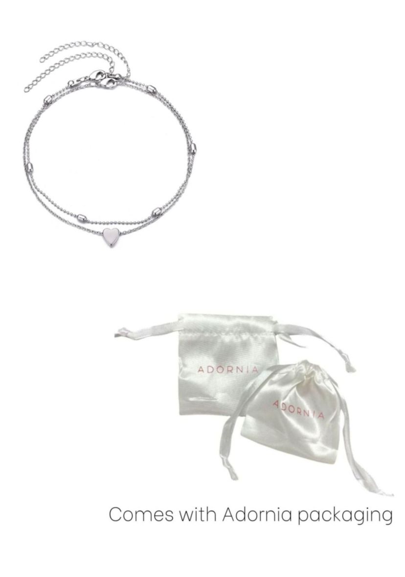 Silver Plated Heart Adjustable Anklet Set