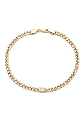 Adornia 14k Gold Plated Crystal Curb Chain Anklet