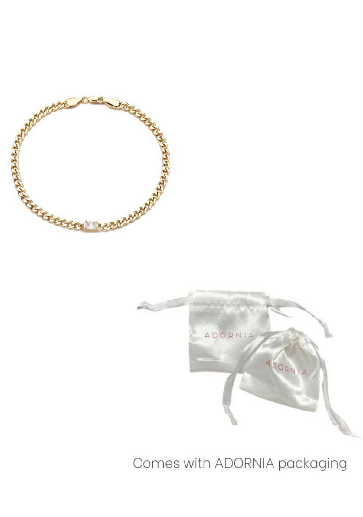 14k Gold Plated Crystal Curb Chain Anklet