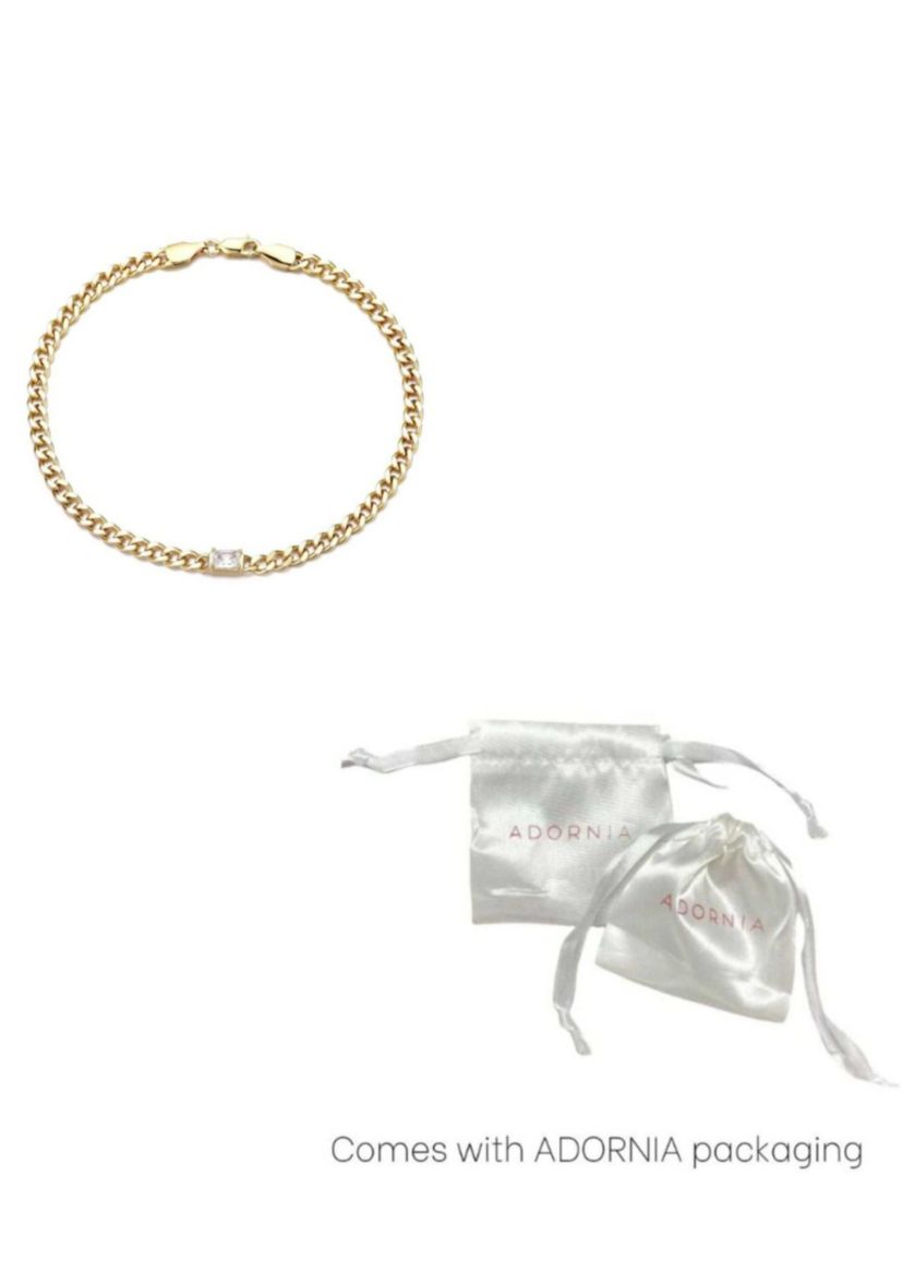 14k Gold Plated Crystal Curb Chain Anklet