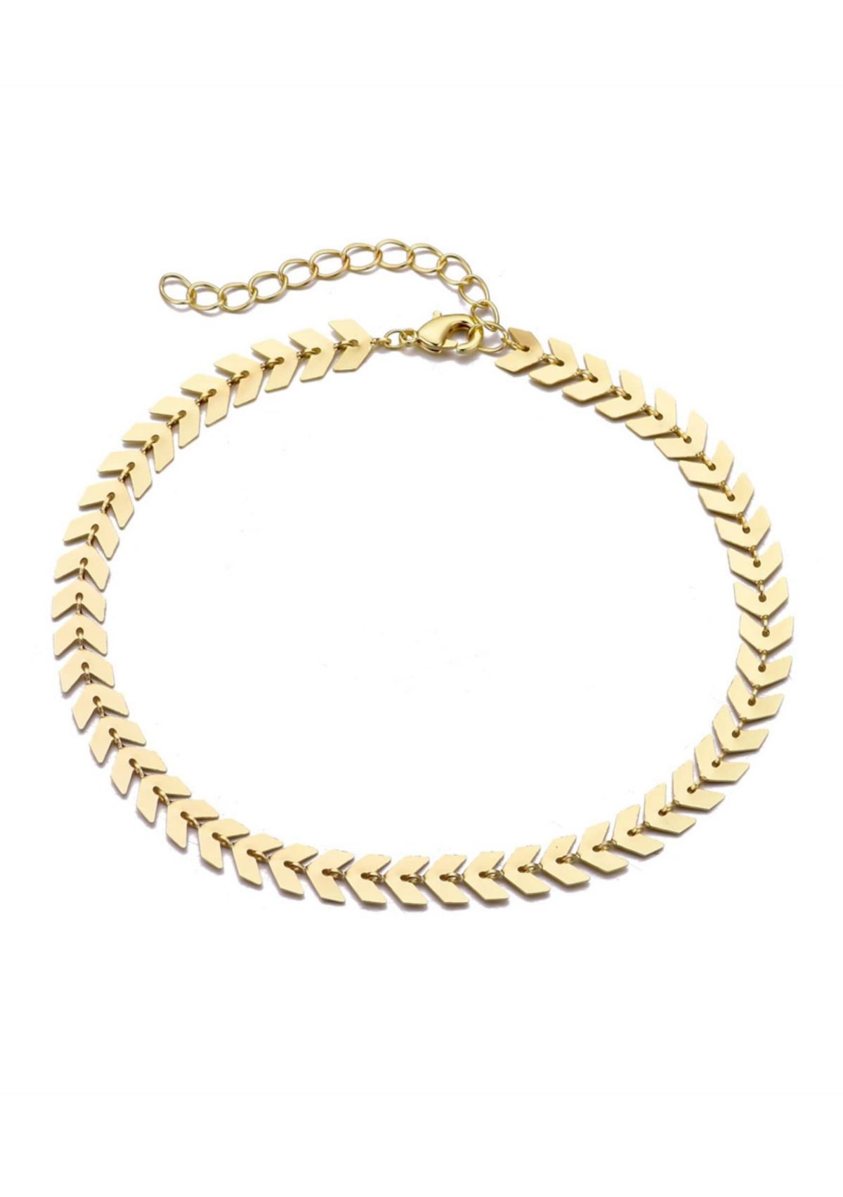14k Gold Plated Fishtail Chain Adjustable Anklet