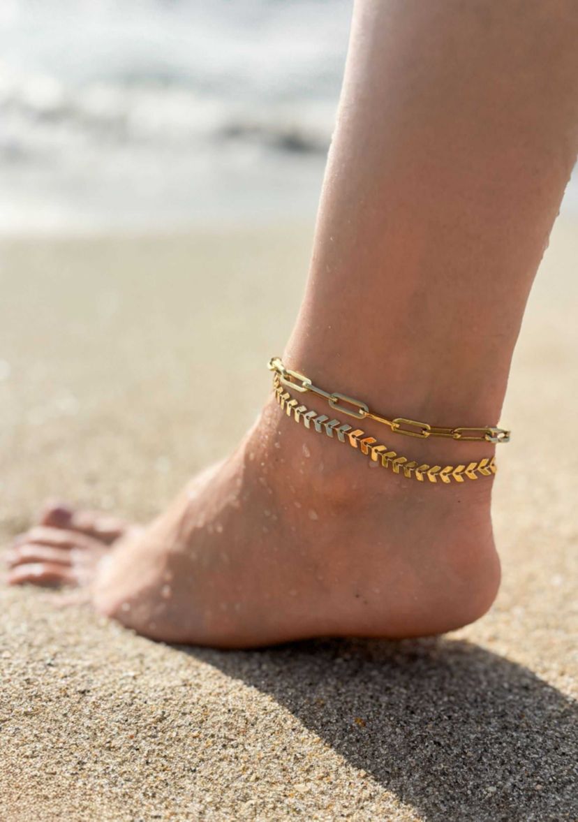 14k Gold Plated Fishtail Chain Adjustable Anklet