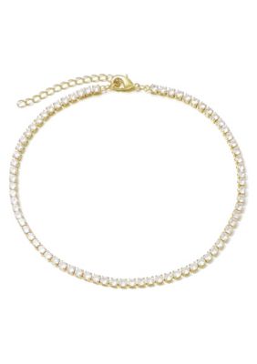 Adornia 14k Gold Plated Crystal Tennis Chain Anklet
