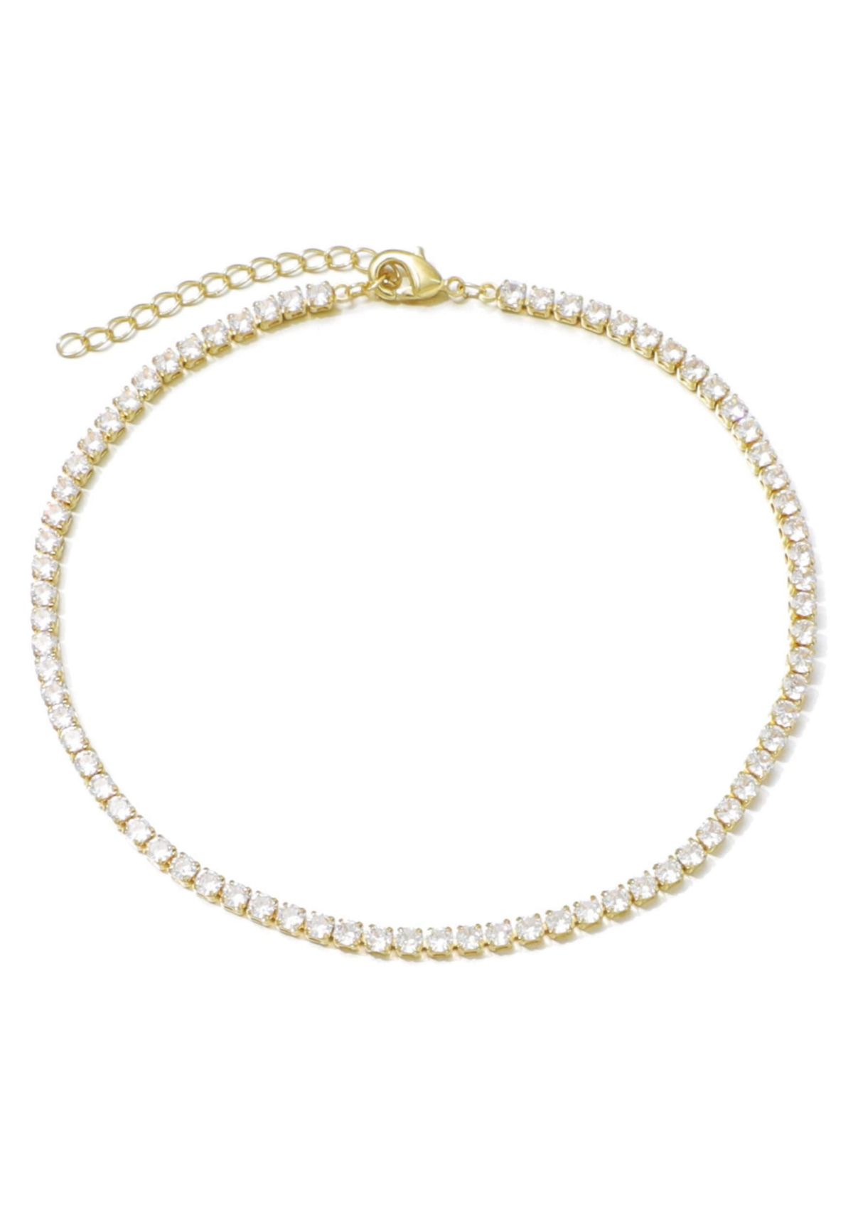 14k Gold Plated Crystal Tennis Chain Anklet