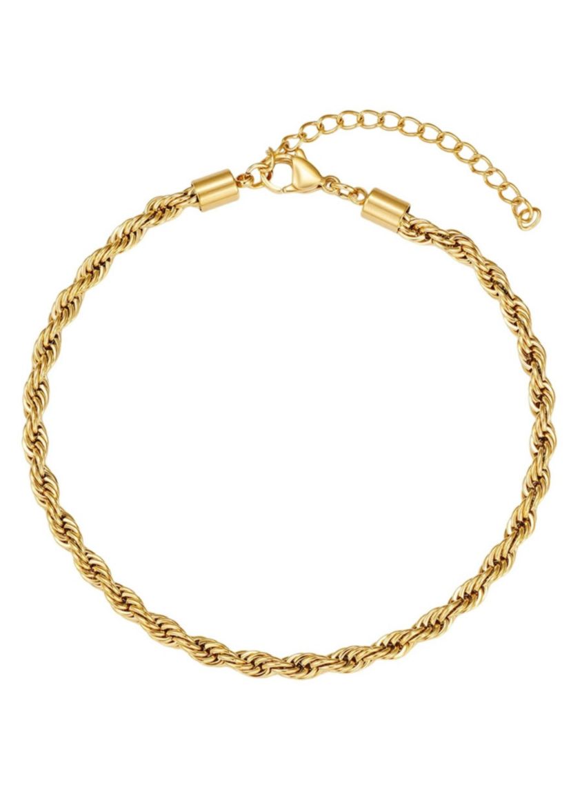 Tarnish Resistant 18k Gold Plated Rope Chain Anklet