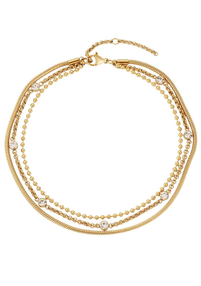 Tarnish Resistant 18k Gold Plated Triple Layered Anklet