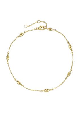 Adornia 14k Gold Plated Evil Eye Station Anklet