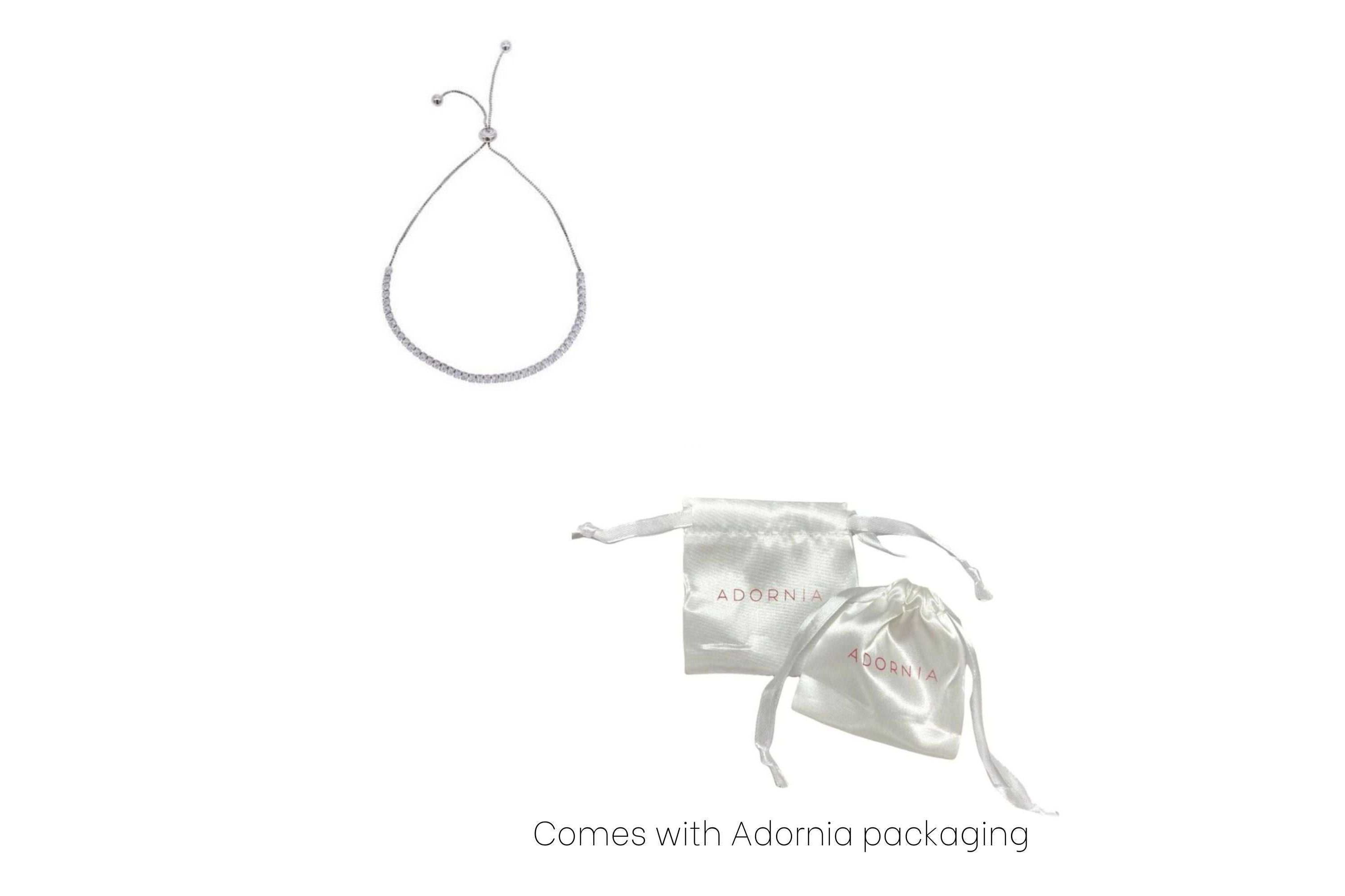Rhodium Plated Adjustable Tennis Bolo Bracelet