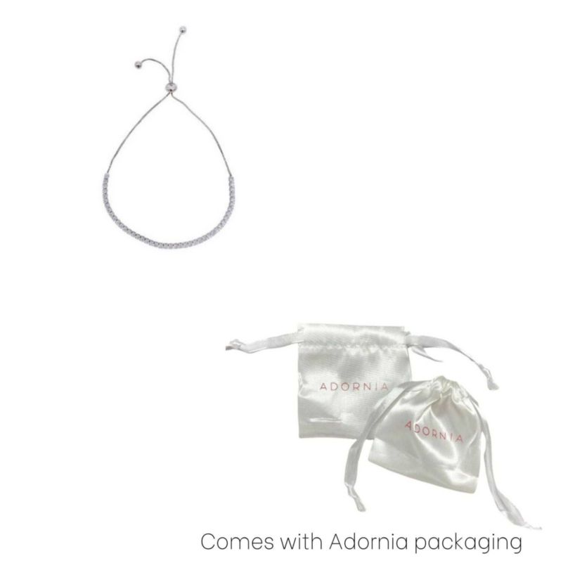 Rhodium Plated Adjustable Tennis Bolo Bracelet