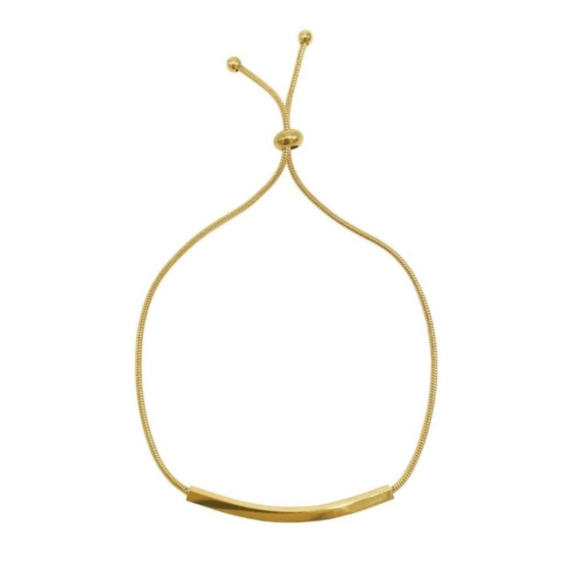 14k Gold Plated Curved Bar Bolo Bracelet