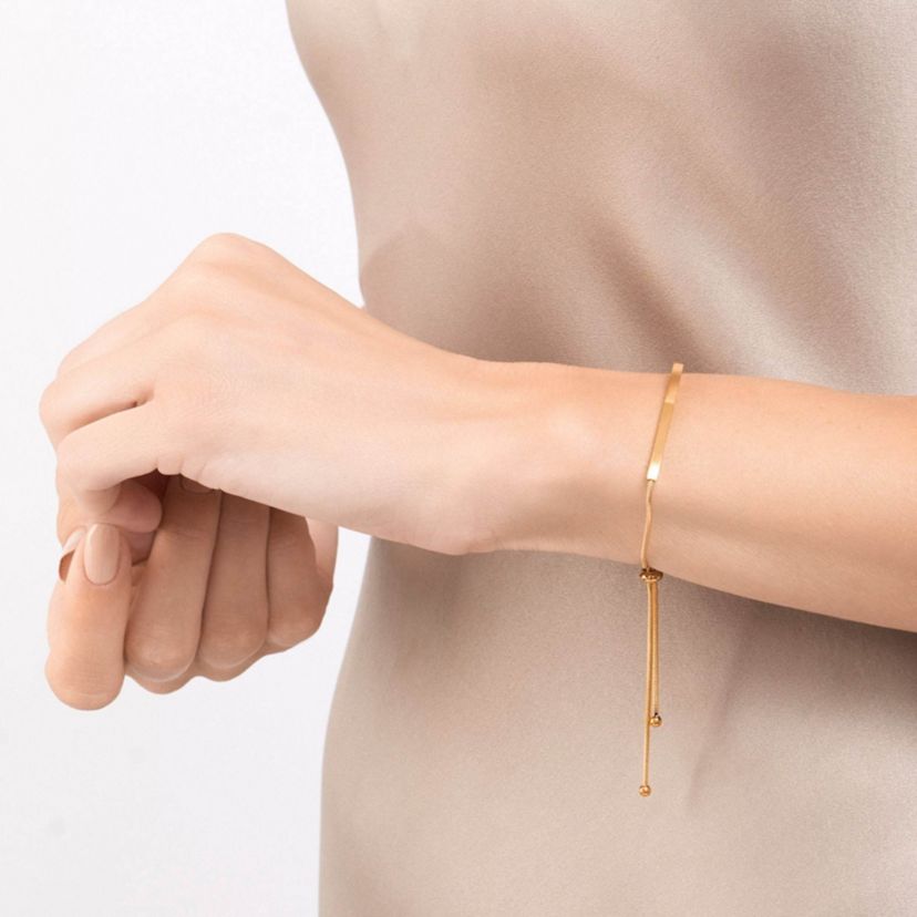 14k Gold Plated Curved Bar Bolo Bracelet