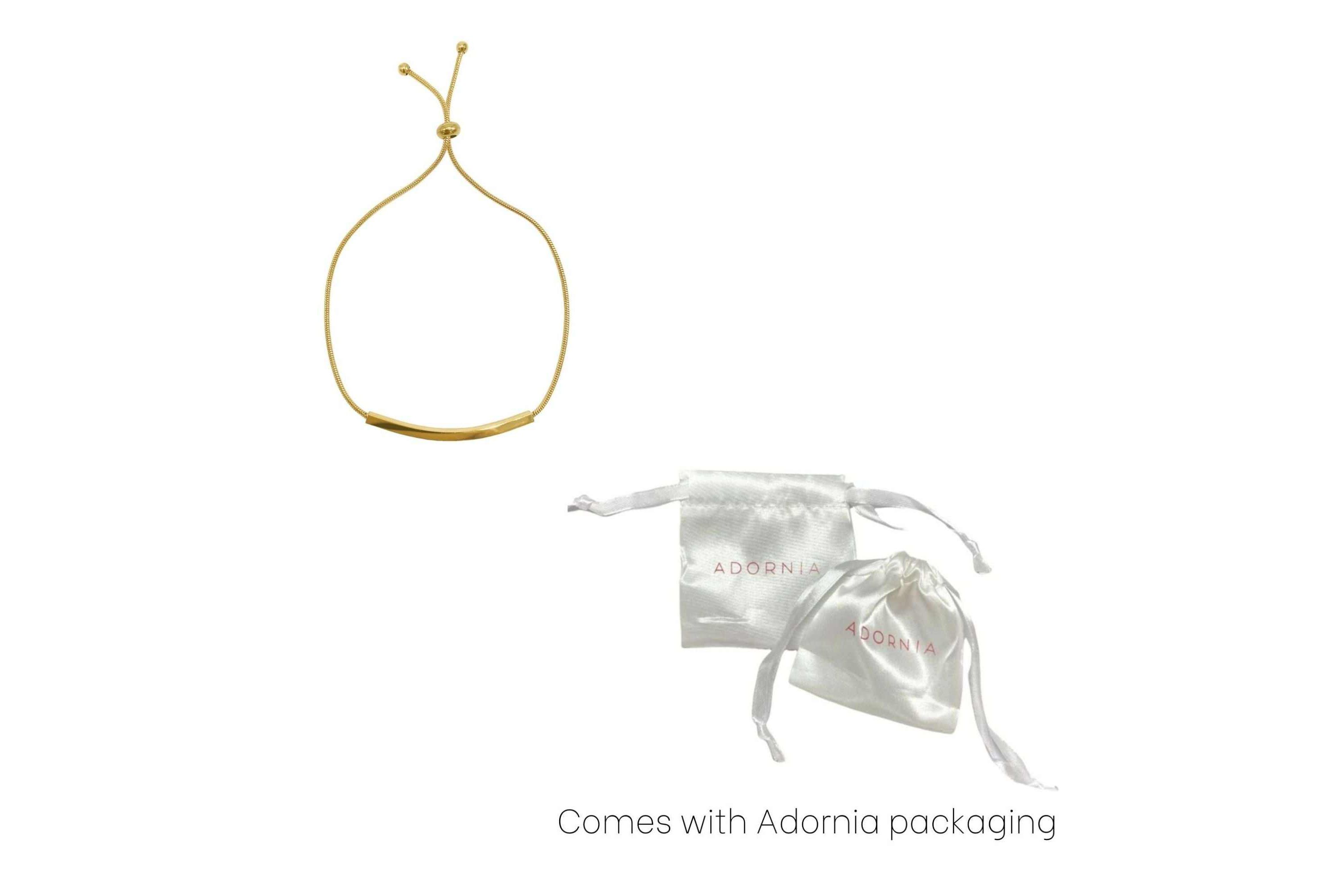 14k Gold Plated Curved Bar Bolo Bracelet