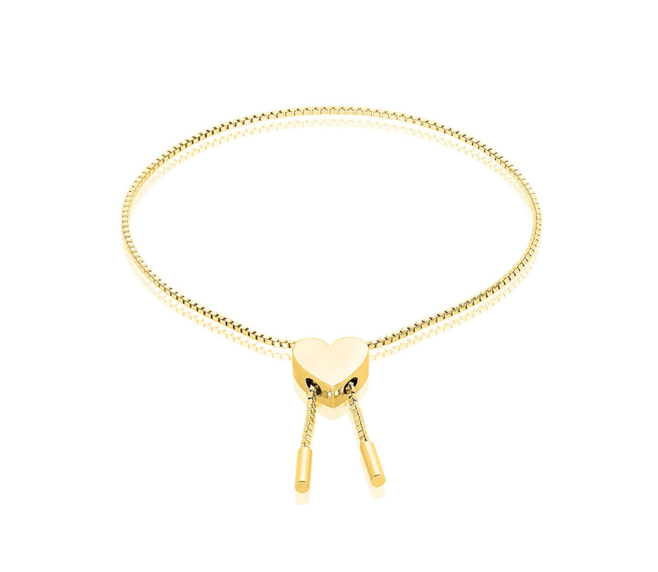 14k Gold Plated Heart Bolo Bracelet