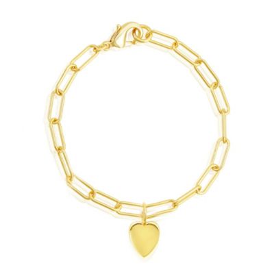 Adornia 14k Gold Plated Heart Charm Paper Clip Chain Bracelet