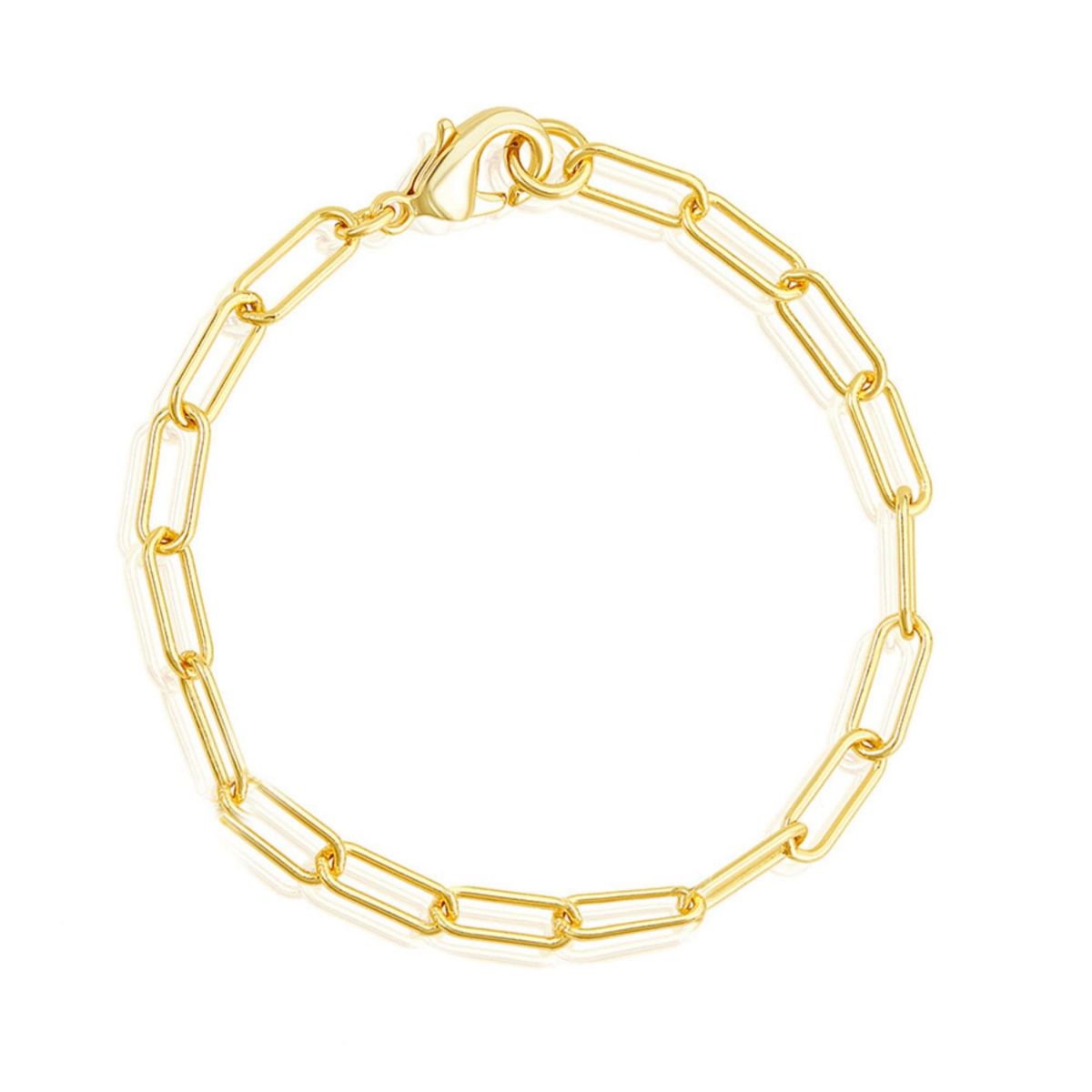 Tarnish Resistant 14k Gold Plated Chunky Paper Clip Chain Bracelet