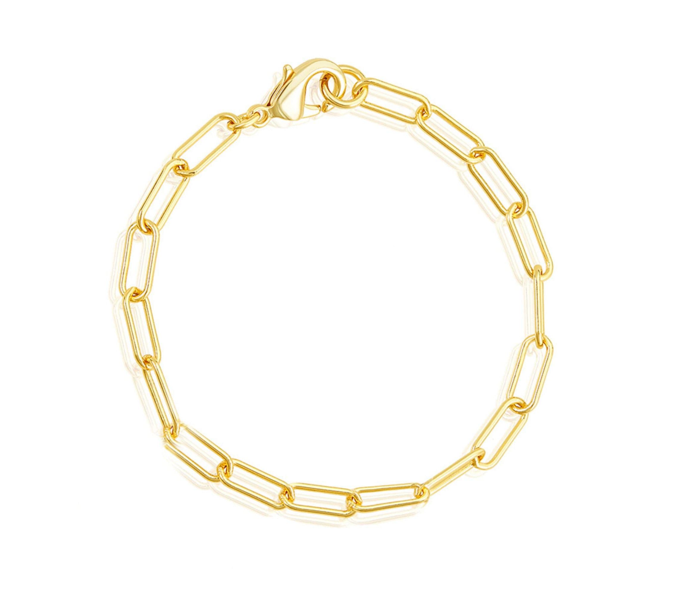 Tarnish Resistant 14k Gold Plated Chunky Paper Clip Chain Bracelet