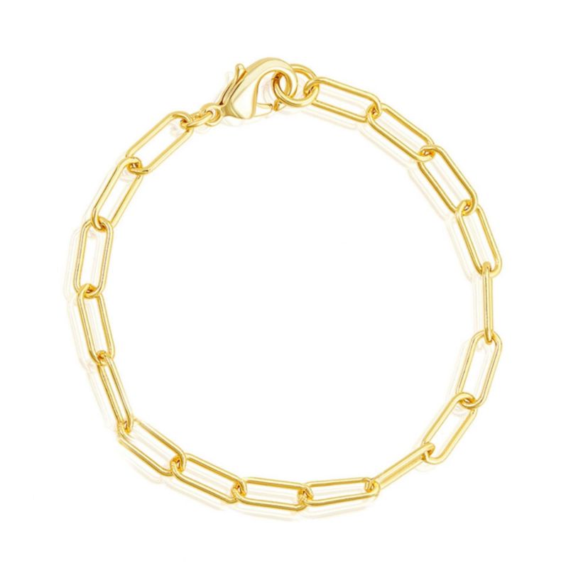 Tarnish Resistant 14k Gold Plated Chunky Paper Clip Chain Bracelet