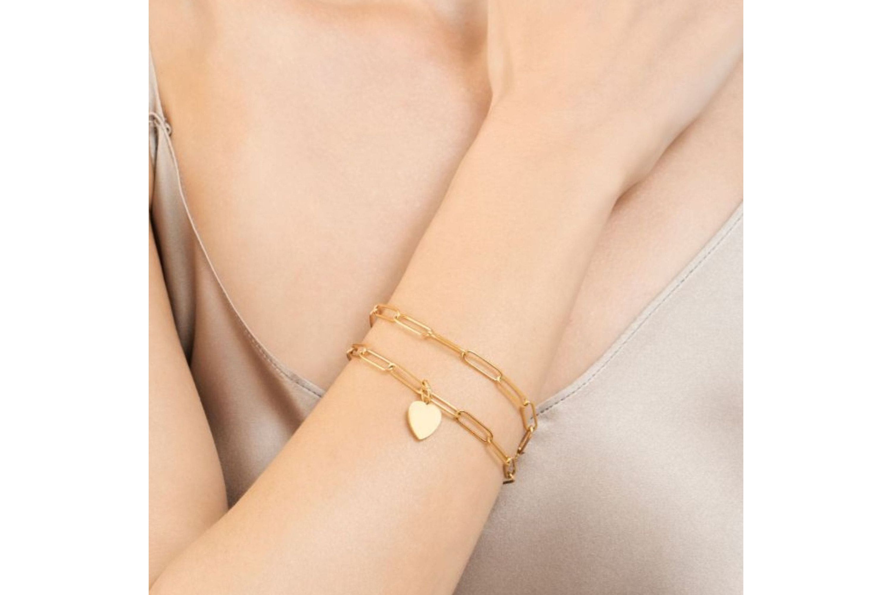 Tarnish Resistant 14k Gold Plated Chunky Paper Clip Chain Bracelet
