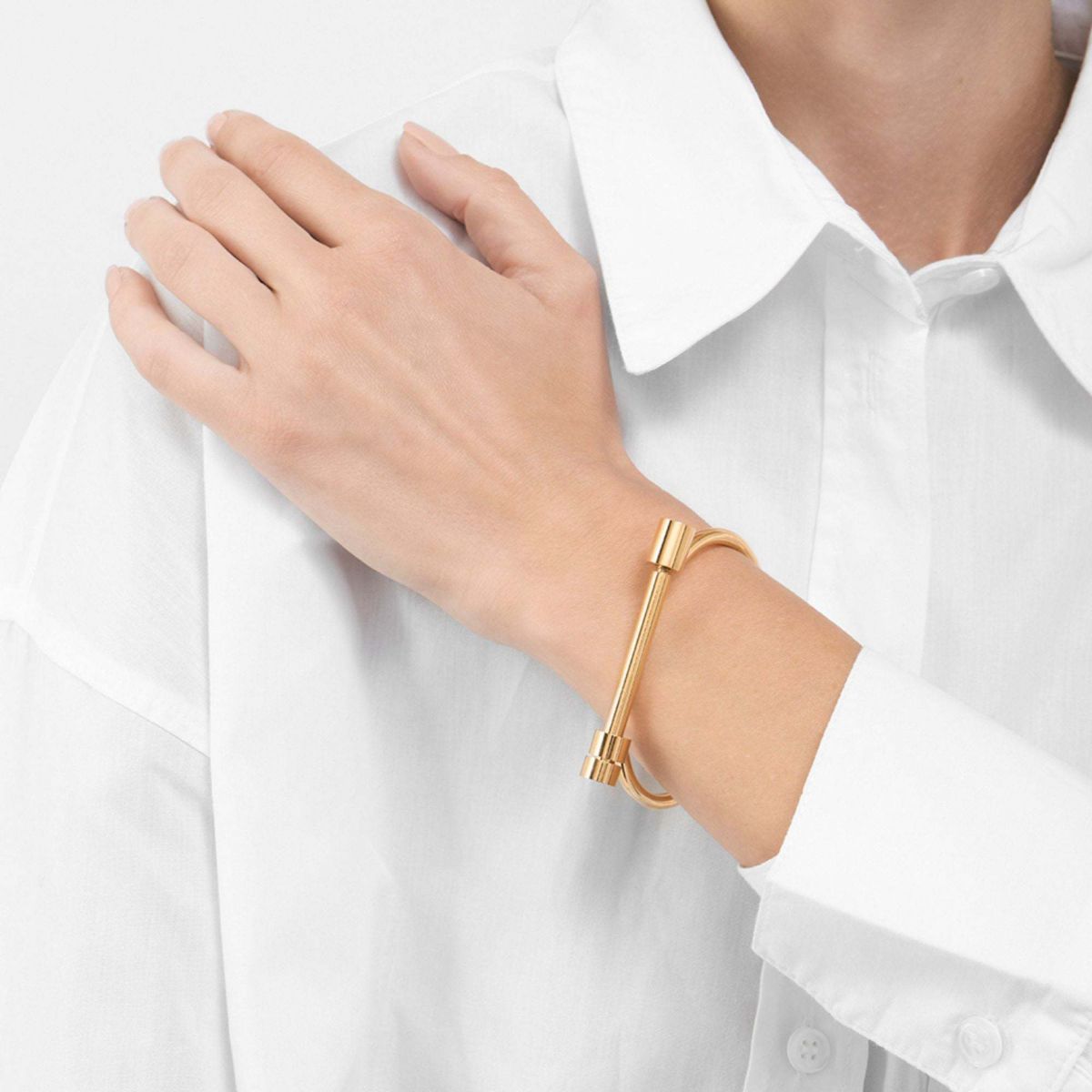 Tarnish Resistant 14k Gold Plated Screw Cuff