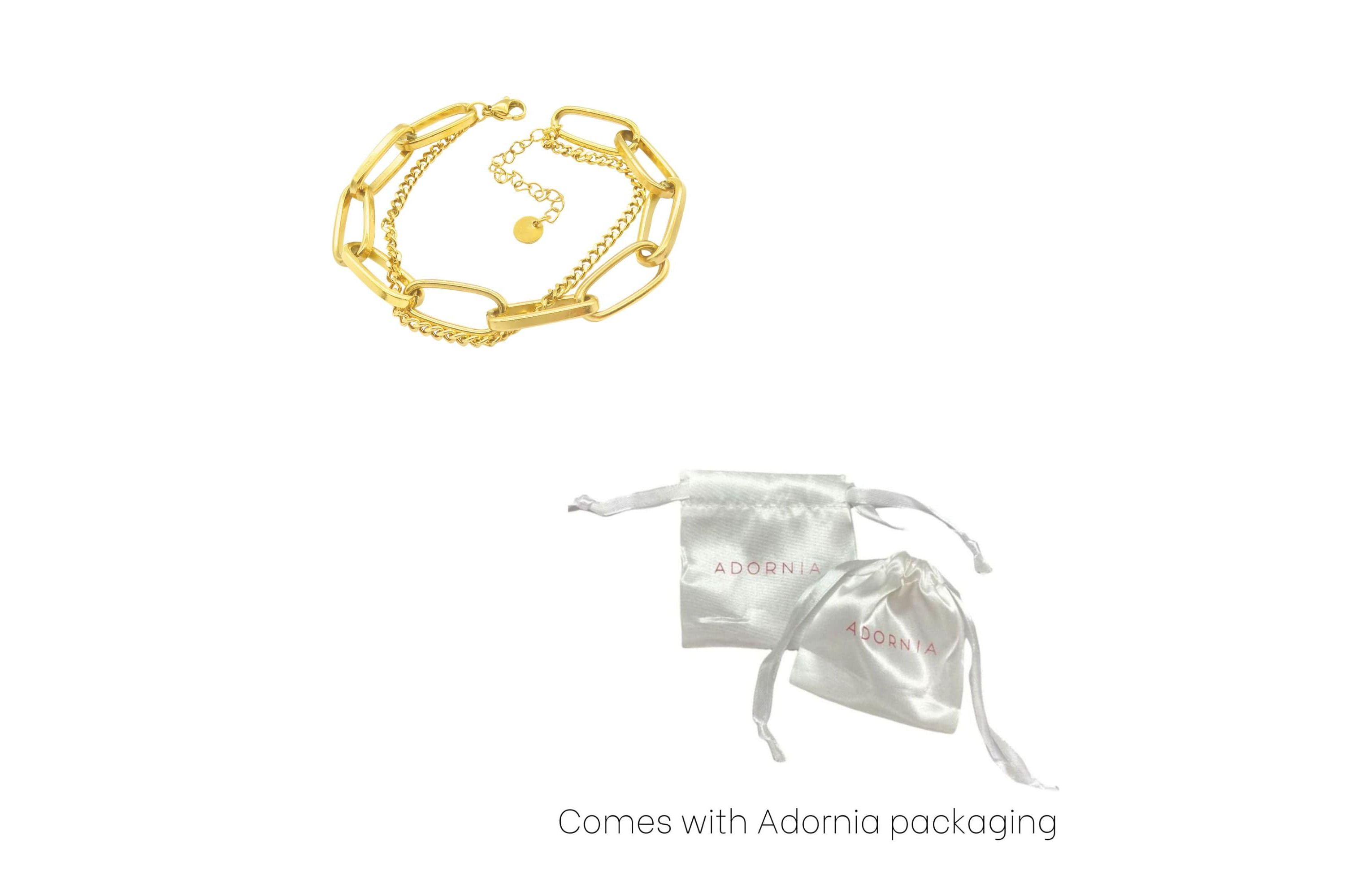 Tarnish Resistant 14k Gold Plated Oversized Paper Clip Mixed Chain Bracelet